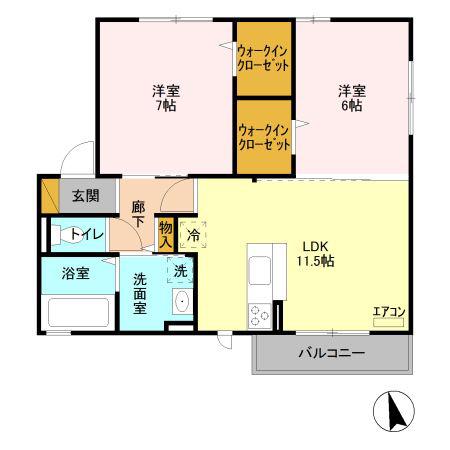ブランジェ A(2LDK/2階)の間取り写真