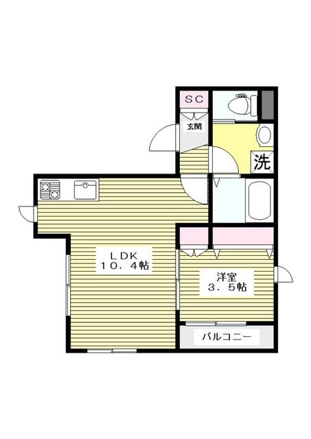ボヌール常盤台(1LDK/2階)の間取り写真