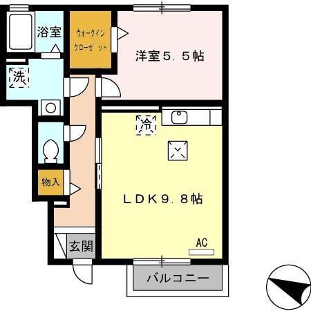 セレッソ(1LDK/1階)の間取り写真