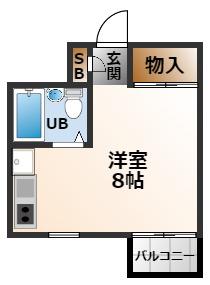 ルベラージュ甲子園(ワンルーム/2階)の間取り写真