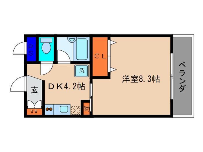 エスペランサ(1DK/3階)の間取り写真