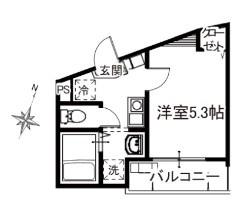 MELDIA桜区田島3丁目NO.2(1K/3階)の間取り写真