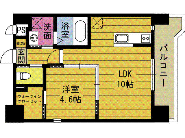 プランタン城崎(1LDK/9階)の間取り写真