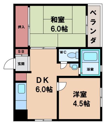 長居コーポラス(2DK/2階)の間取り写真