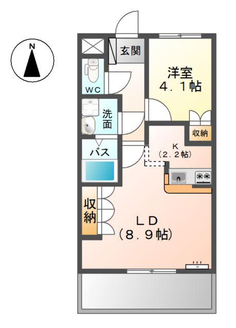 サニーヒルズ芥見(1LDK/2階)の間取り写真