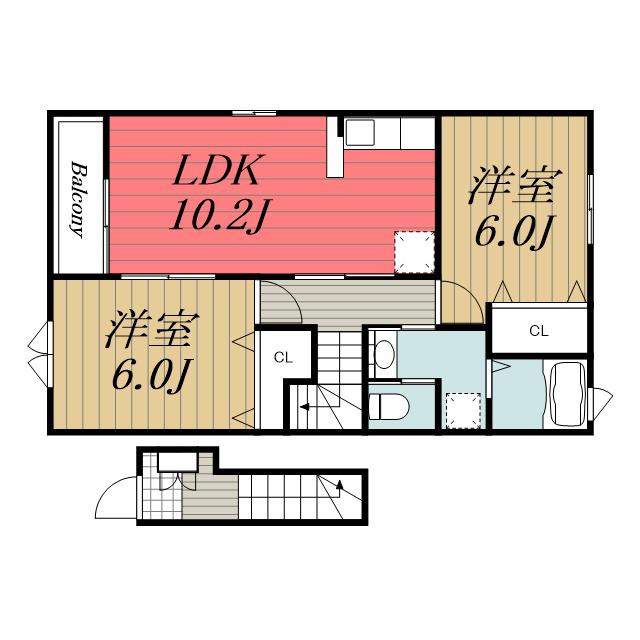 サンリット・レジデンス(2LDK/2階)の間取り写真