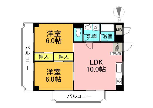 第5松本ビル(2LDK/3階)の間取り写真