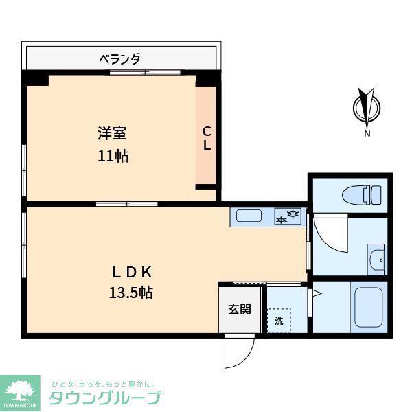 大島ビル(1LDK/2階)の間取り写真