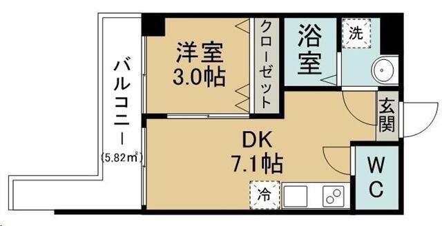 TERASU仙台(1DK/2階)の間取り写真