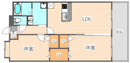 FELICE STORIA(2LDK/7階)の間取り写真