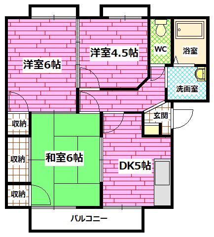 フレグランス佐々木C棟(3DK/2階)の間取り写真