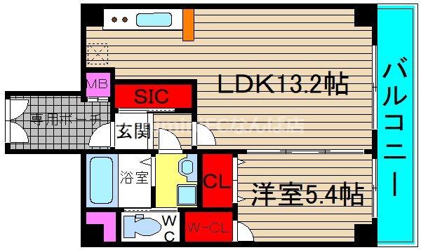 レイオス谷町(1LDK/8階)の間取り写真