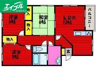 プリムヴェール(3LDK/2階)の間取り写真