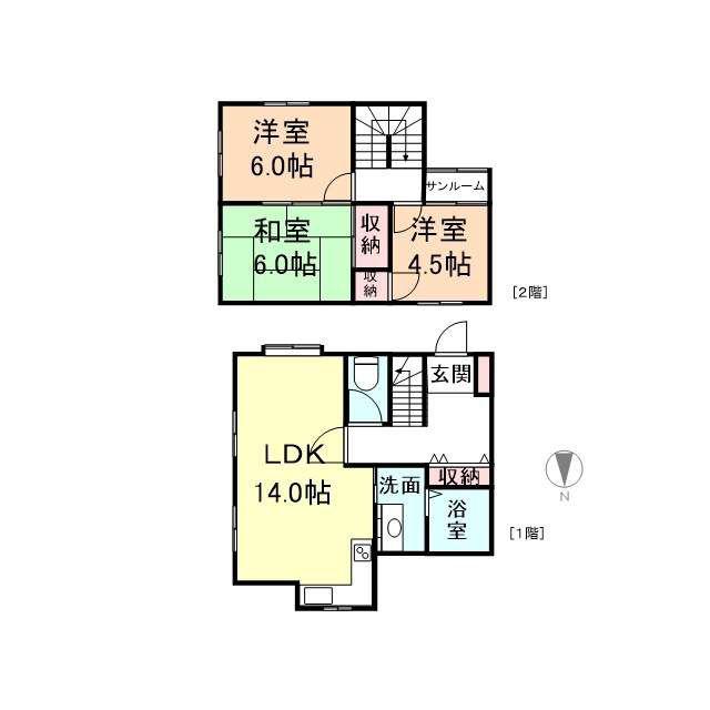 ファシーネ上関(3LDK/2階)の間取り写真
