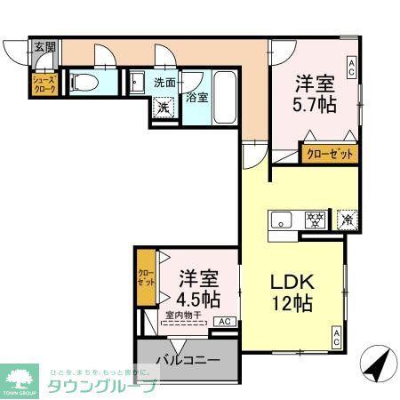 セレスティア東尾久II(2LDK/3階)の間取り写真