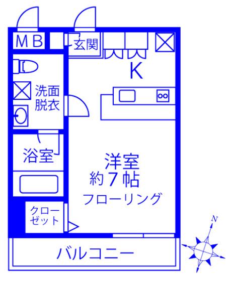 CROOMS(ワンルーム/1階)の間取り写真