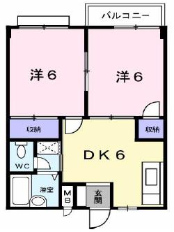 リバティーコーポヒロ(2DK/1階)の間取り写真