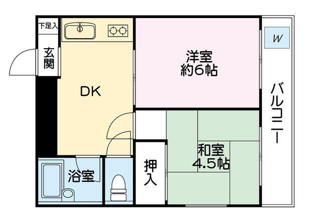 ハイタウン新丸子NO.2(2DK/1階)の間取り写真