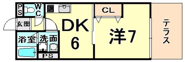 クレセールII(1DK/1階)の間取り写真