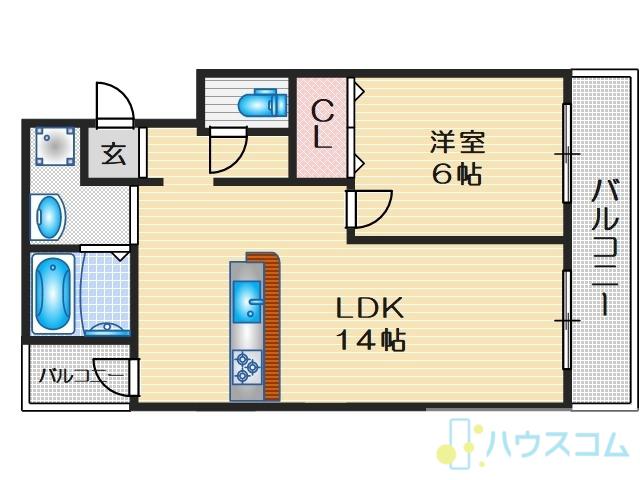 麻田レインボーハイツ(1LDK/4階)の間取り写真