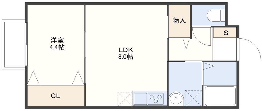 フェリーチェ水主町(1LDK/2階)の間取り写真