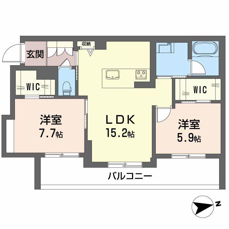 ジェイエイチエスプレミア学園前(2LDK/2階)の間取り写真