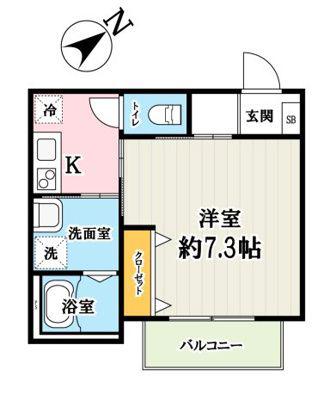SAMUSER(1K/2階)の間取り写真