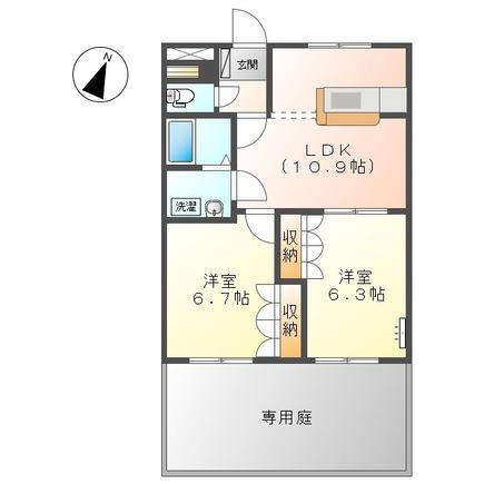 ラペル・シャトー(2LDK/1階)の間取り写真