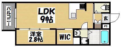 F/BRETT(1LDK/1階)の間取り写真