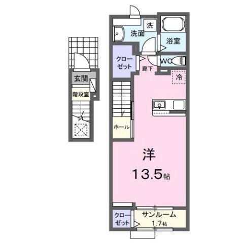 ホーリーガーデンIII(ワンルーム/2階)の間取り写真