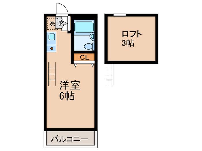 ハイツレインボー(ワンルーム/2階)の間取り写真