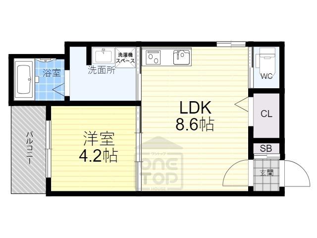 リバーサイド南摂津(1LDK/1階)の間取り写真