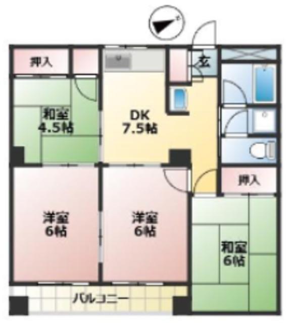 パークヒルズ東所沢(4DK/2階)の間取り写真