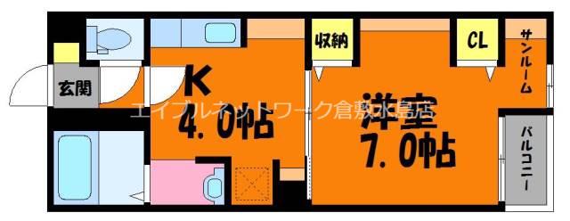 スカイコート II(1K/3階)の間取り写真
