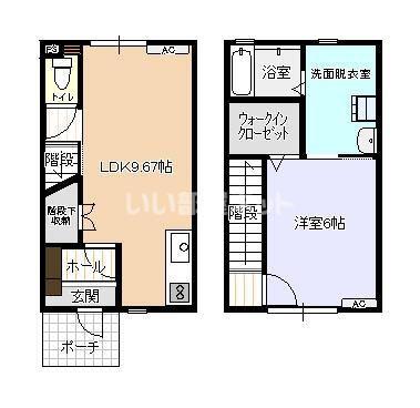 ビオラ木津B棟(1LDK/1階)の間取り写真