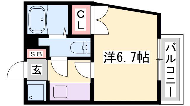 ジュネス白国(1K/2階)の間取り写真