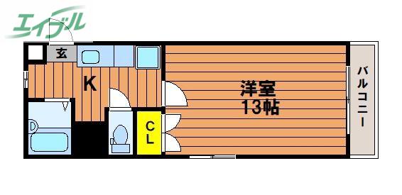 フォレスト東古松(1K/6階)の間取り写真
