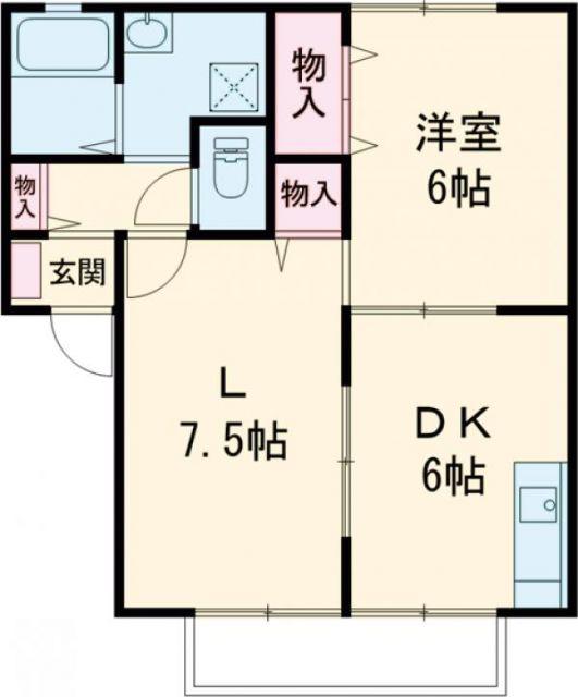 UTENA(2DK/2階)の間取り写真