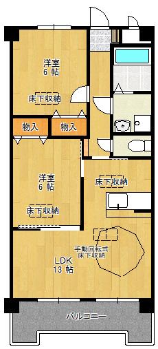 グロワール・エーリ壱番館(2LDK/3階)の間取り写真