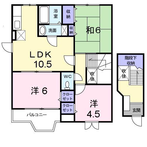 クレストール三笠(3LDK/2階)の間取り写真