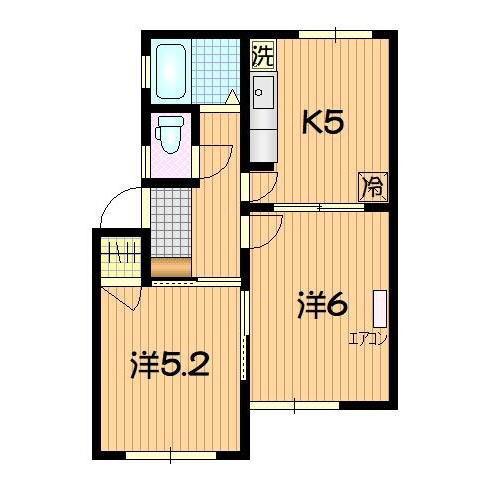 コーポ田中(2K/2階)の間取り写真