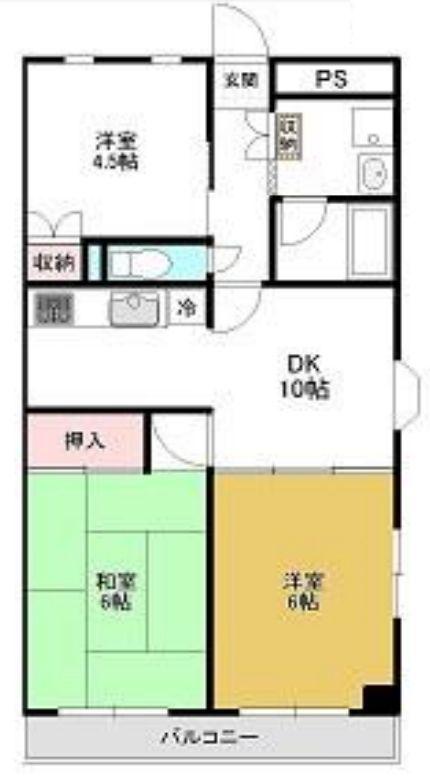 プレステージ市川(3DK/6階)の間取り写真