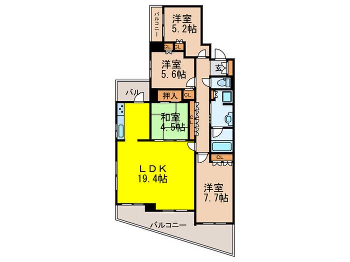 ザ・レジデンス豊中E棟(4LDK/2階)の間取り写真