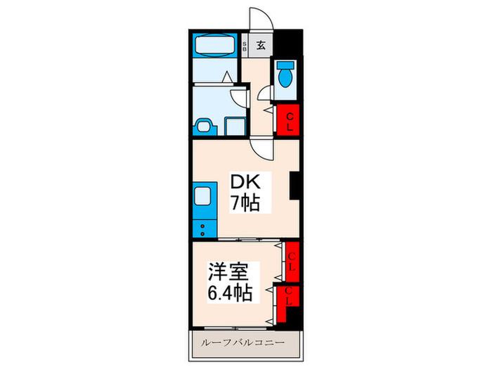 M1BLD(1DK/3階)の間取り写真