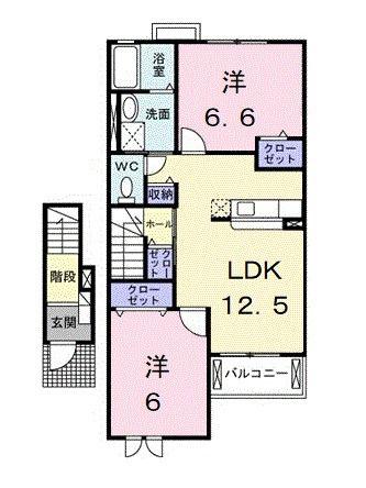 メイフラワーコート(2LDK/2階)の間取り写真
