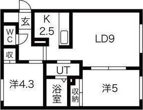 コンフォール平岸(2LDK/4階)の間取り写真