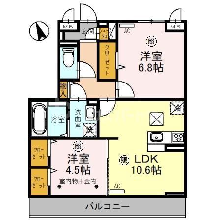 スカイパーク(2LDK/1階)の間取り写真