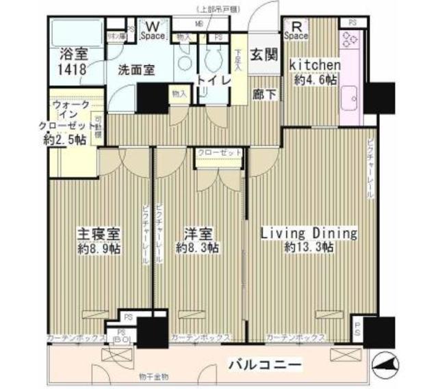 パークアヴェニュー神南(2LDK/13階)の間取り写真