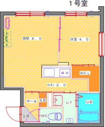 GRAND PLACE HASSAMU(1LDK/4階)の間取り写真