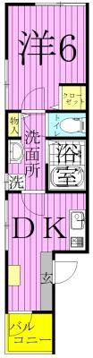 ポルト・ボヌール綾瀬(1DK/1階)の間取り写真